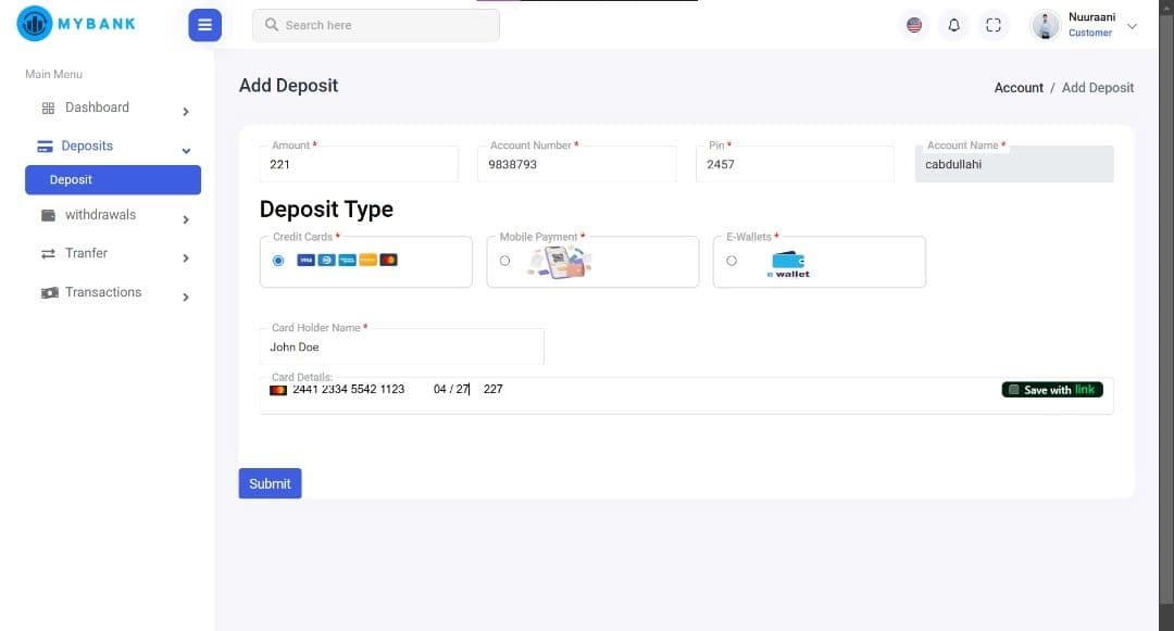 Banking System screenshot 2
